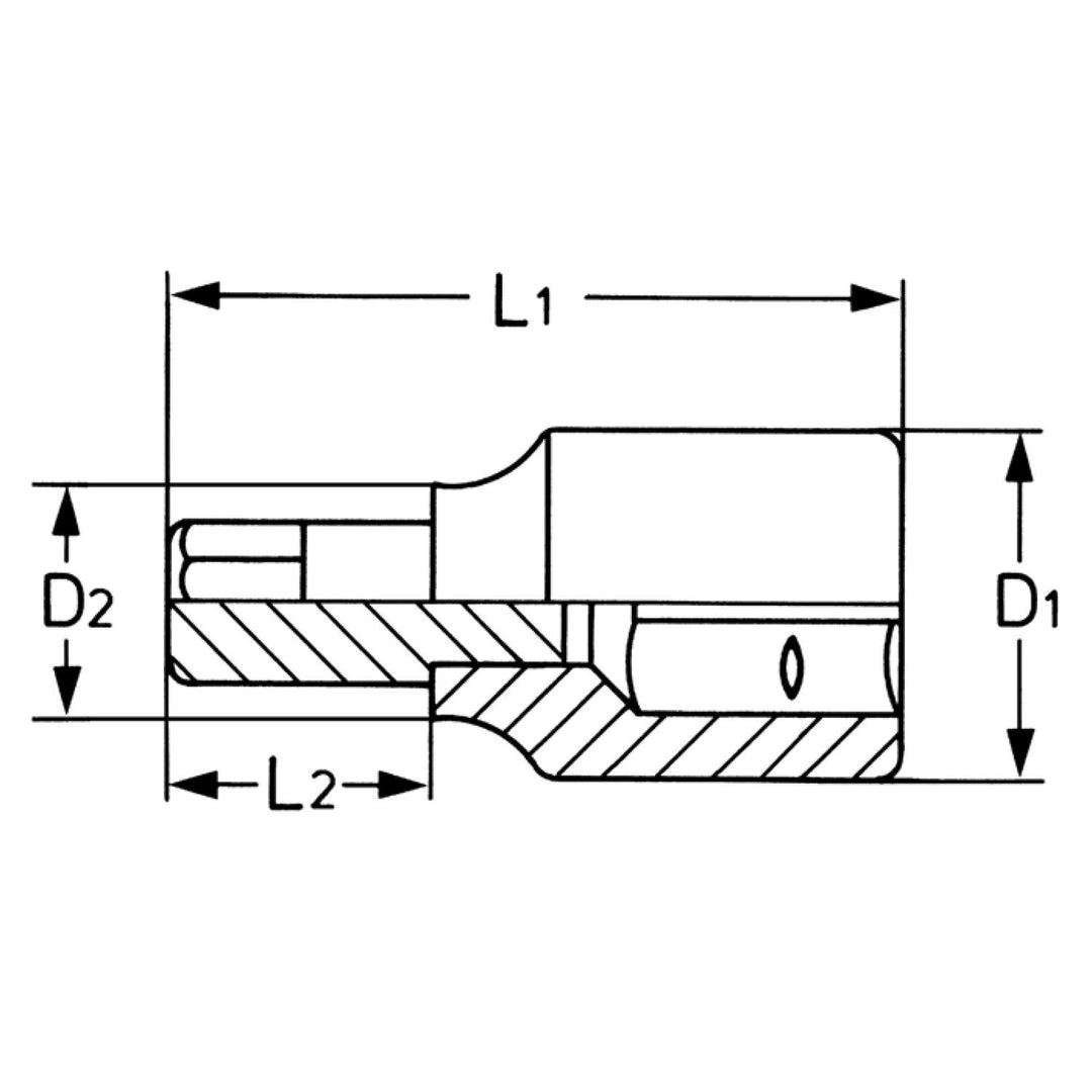Heyco 00040350283 Screwdriver Sockets for cross slot screws Pozidriv, 3/8 Inch