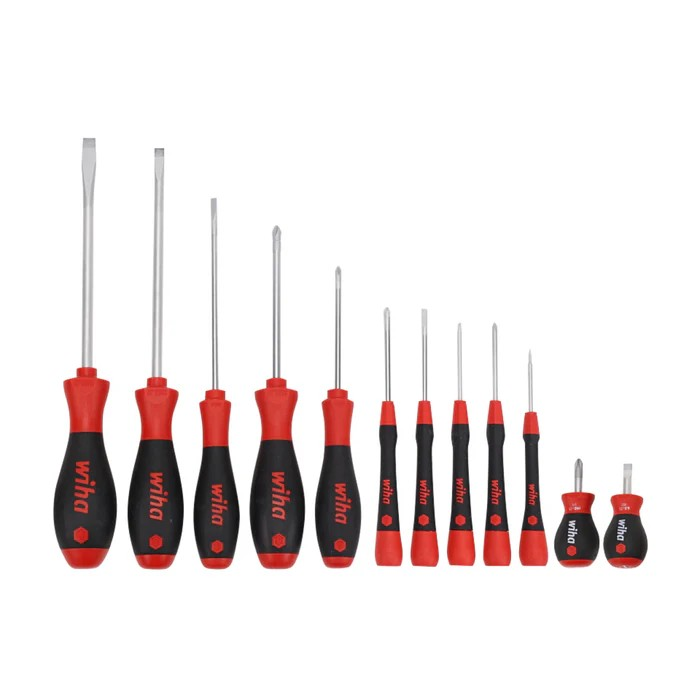 Wiha Tools 30282 Screwdriver Set - PicoFinish Precision, SoftFinish Standard and Stubby, 12 Pc.