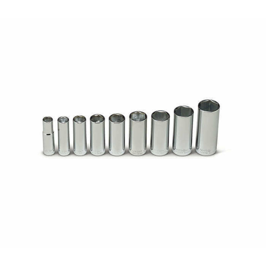 Wright Tool 304 3/8" Drive 6 Point Deep Socket Set 9 Piece