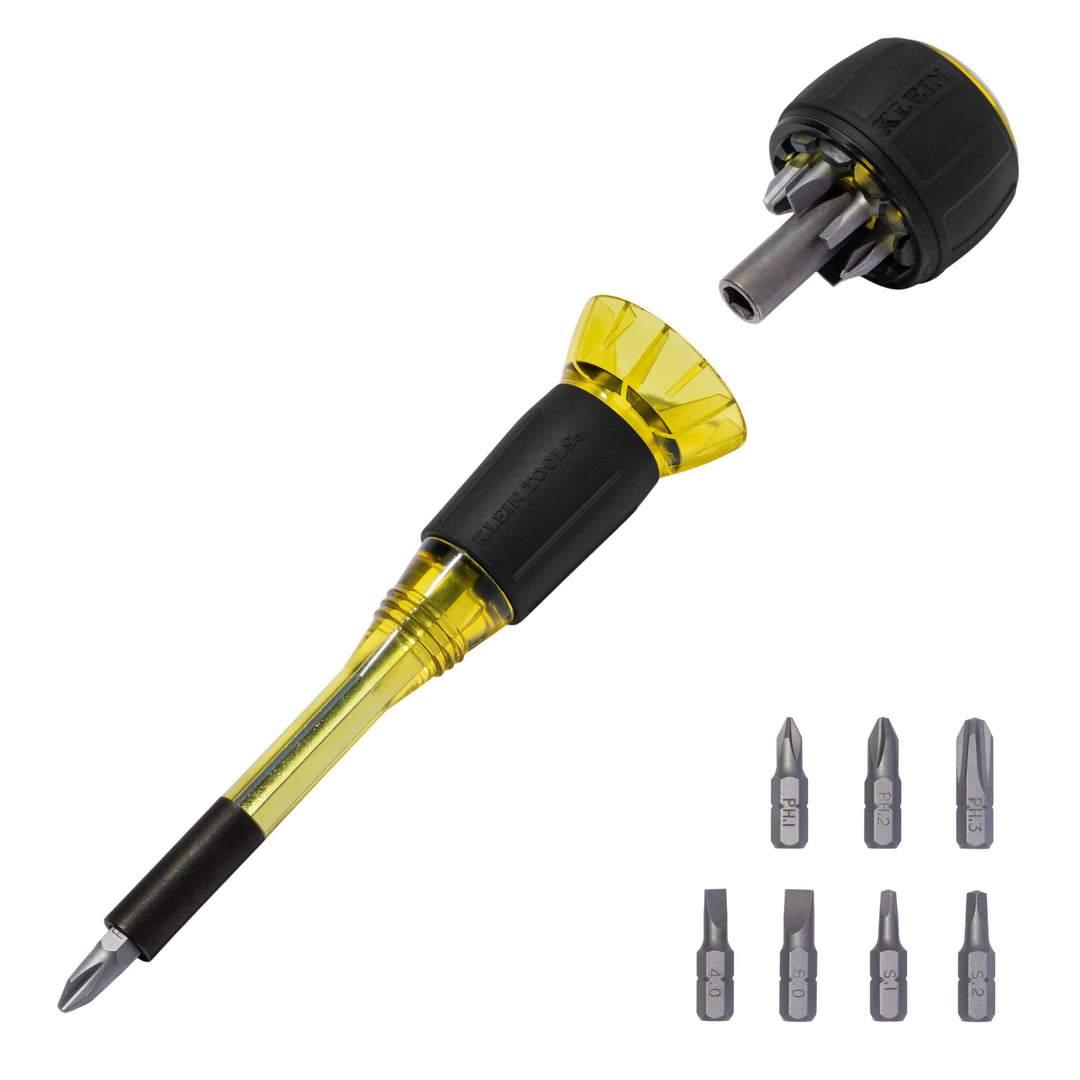 Klein Tools 32961A 8-in-1 Tru-Grip Screwdriver with Stubby
