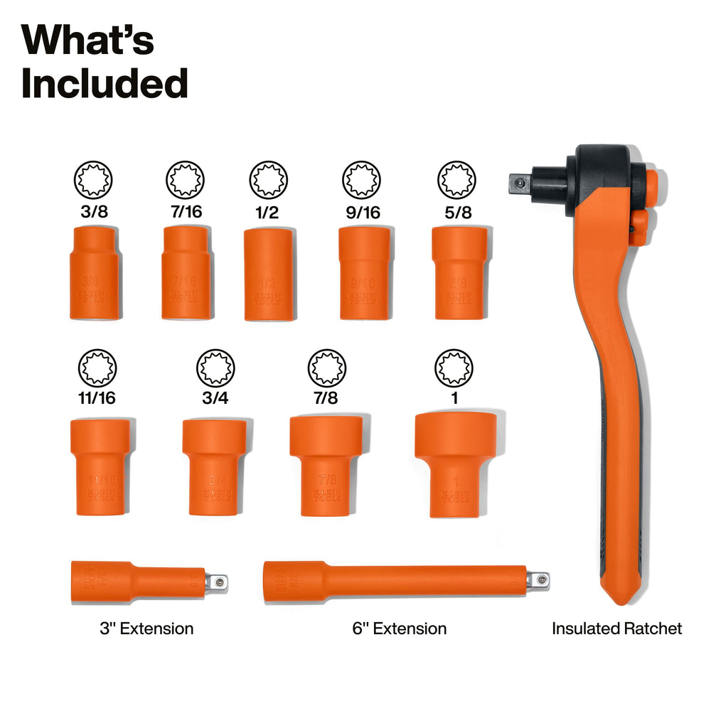 Klein Tools 47110INS Insulated Ratchet and Socket Set, 12-Piece