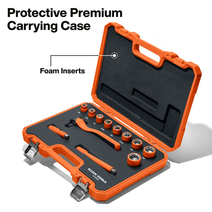 Klein Tools 47110INS Insulated Ratchet and Socket Set, 12-Piece