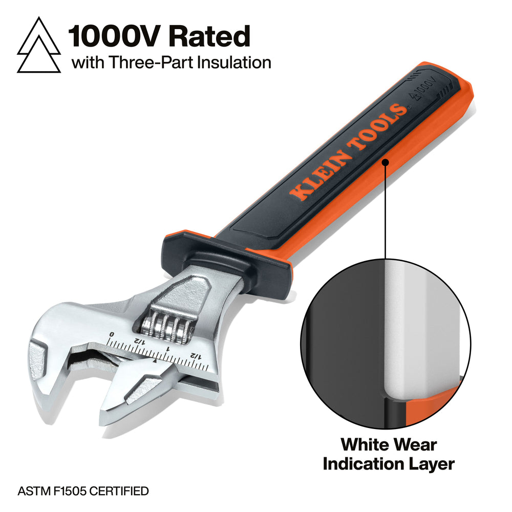 Klein Tools 47130INS Insulated Adjustable Wrench, 12-Inch