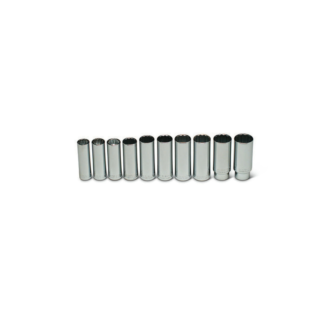 Wright Tool 473 1/2-Inch Drive 10 Piece 12 Point Deep Metric Socket Set
