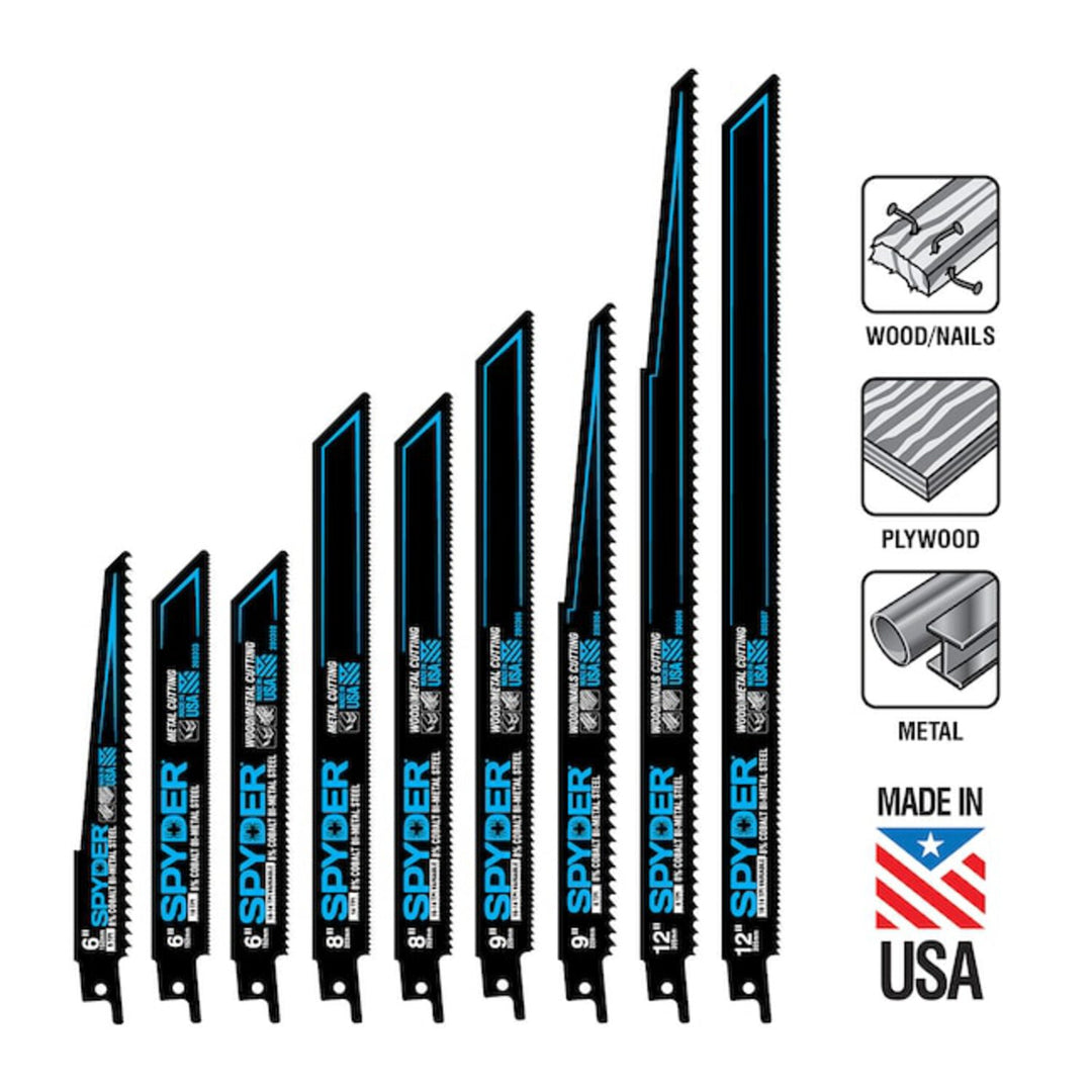 Spyder 200303 Black Series Bi-metal 6-in 18 TPI Wood/Metal cutting Demolition Reciprocating Saw Blade 5 -Pack
