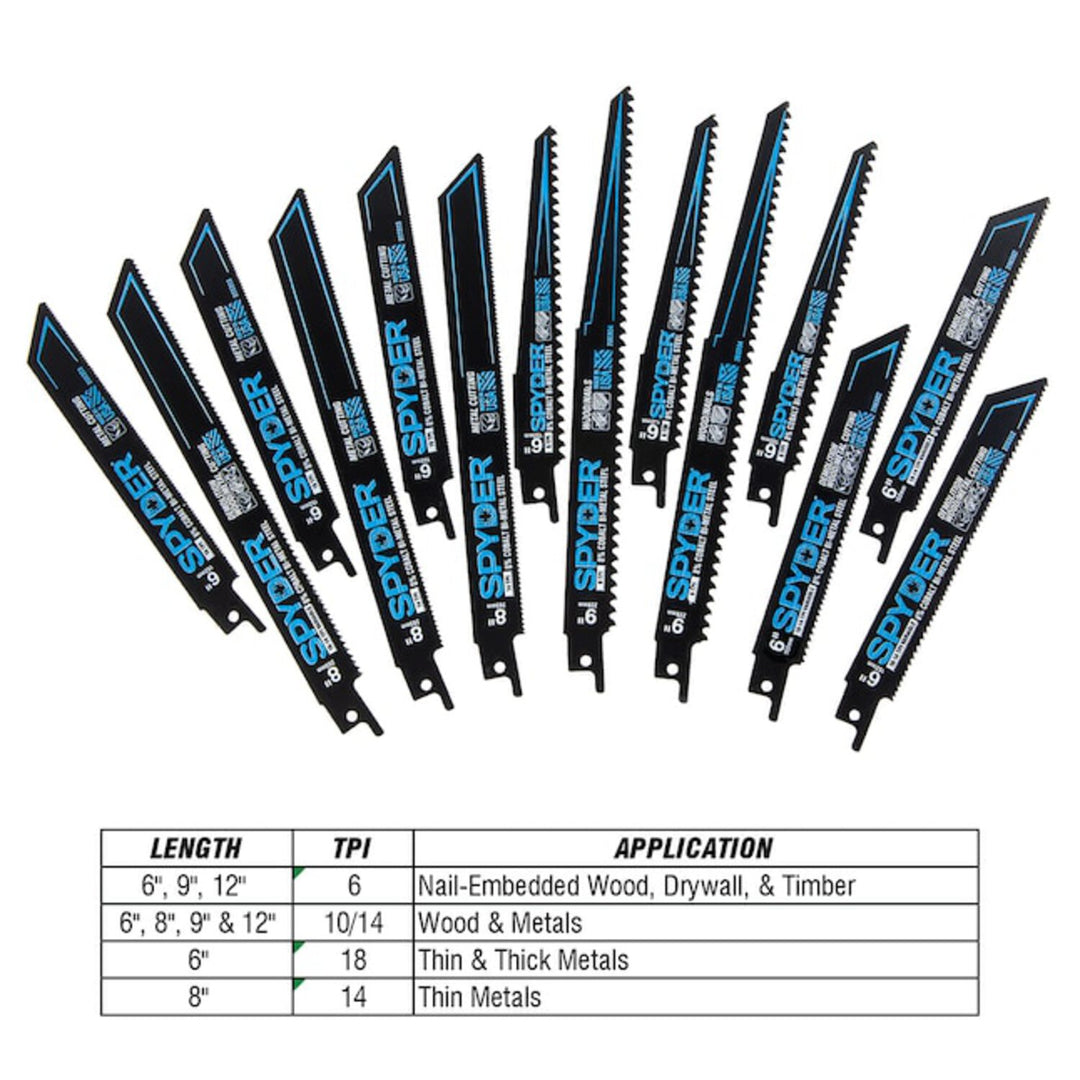 Spyder 200303 Black Series Bi-metal 6-in 18 TPI Wood/Metal cutting Demolition Reciprocating Saw Blade 5 -Pack