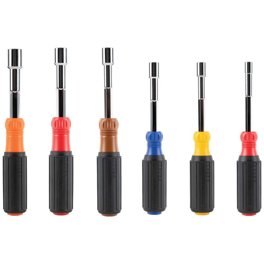 Klein Tools 65411 Color-Coded Hollow-Shaft Heavy-Duty Nut Driver Set, 6-Piece