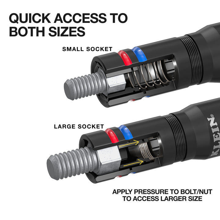 Klein Tools 656QS KNECT Quad-24 Heavy-Duty Impact Flip Sockets, SAE and Metric, 9 Pc.