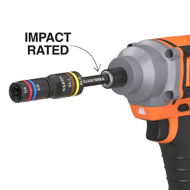 Klein Tools 656QS KNECT Quad-24 Heavy-Duty Impact Flip Sockets, SAE and Metric, 9 Pc.