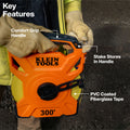 Klein Tools 94300RT 300-Foot Open Reel Tape Measure with Single Hook and Carabiner