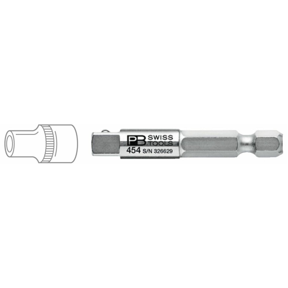 PB Swiss Tools PB 454 Adaptor For Sockets, 1/4" Hex To 1/4" Square