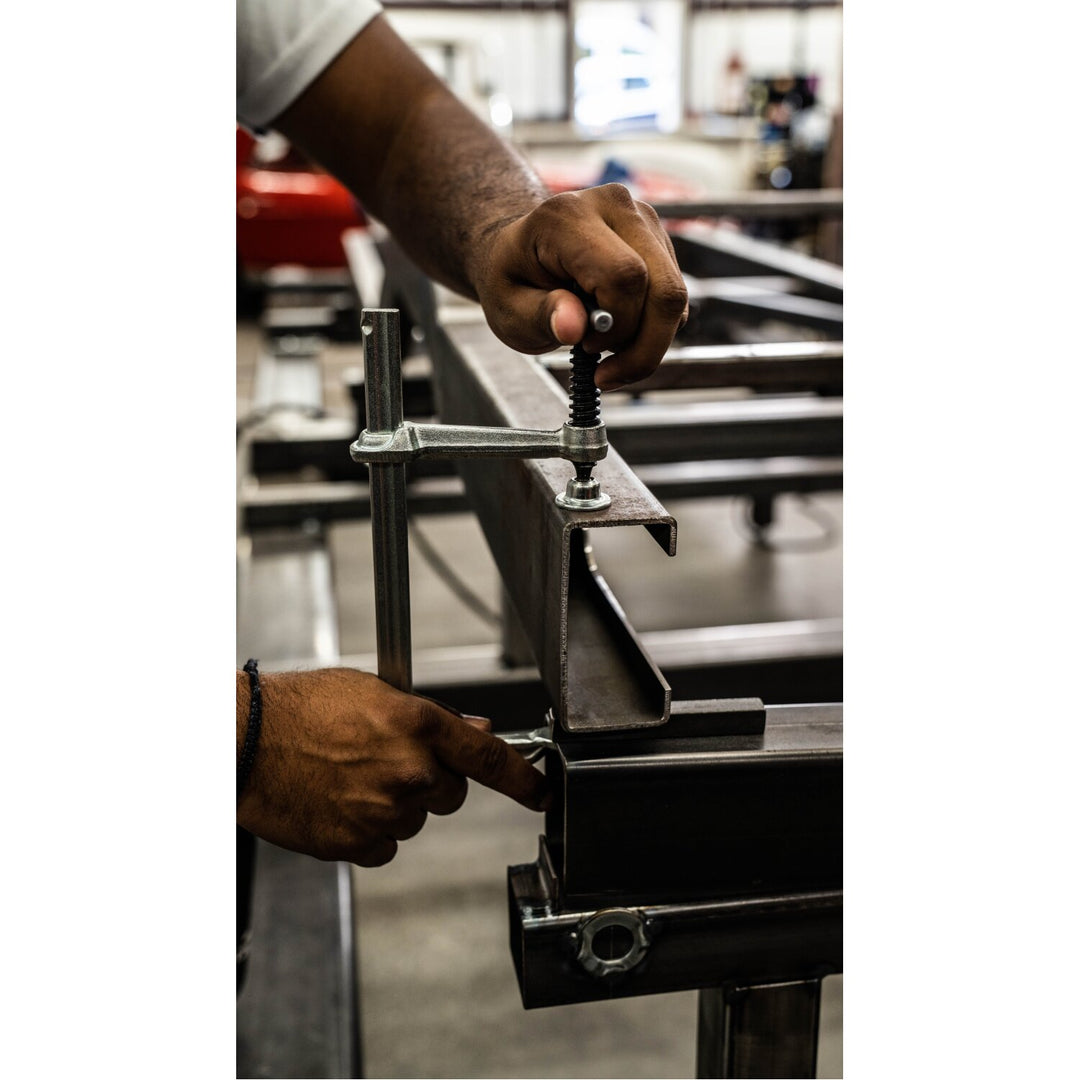 Bessey GS16K Clamp, welding, F-style, crimped on swivel pad, 6 In. x 3.125 In., 550 lb