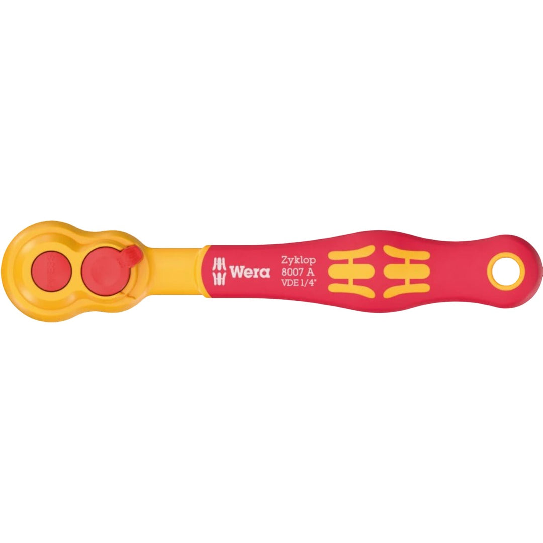 Wera 05004866001 8007 A Vde Zyklop Ratchet, Insulated, With Reversing Lever, With 1/4" Drive, 1/4" X 144 Mm