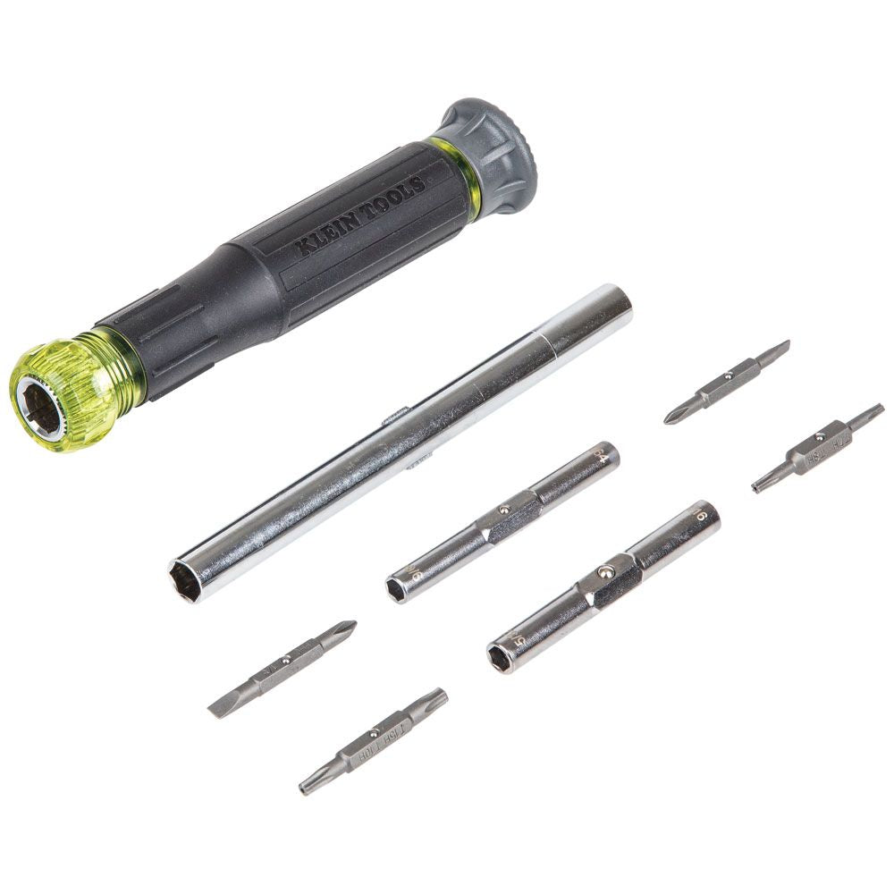 Klein Tools 32314 Electronic Screwdriver, 14-in-1 with 8 Precision Tips, Slotted, Phillips, and Tamperproof TORX® Bits, 6 Precision Nut Drivers