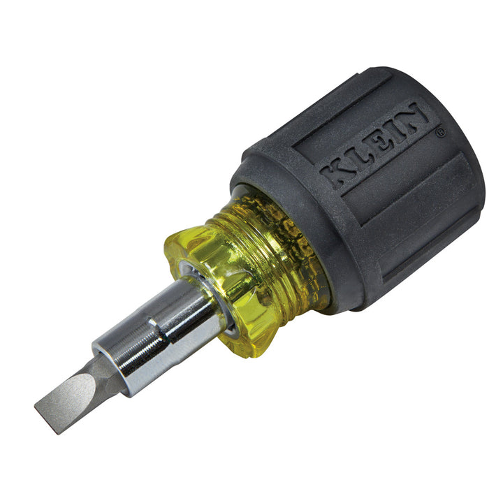 Klein Tools 32561 Stubby Screwdriver and Nut Driver 6-in-1 Multi-Bit, 2 Phillips, 2 Flat Heads, 2 Nut Drivers