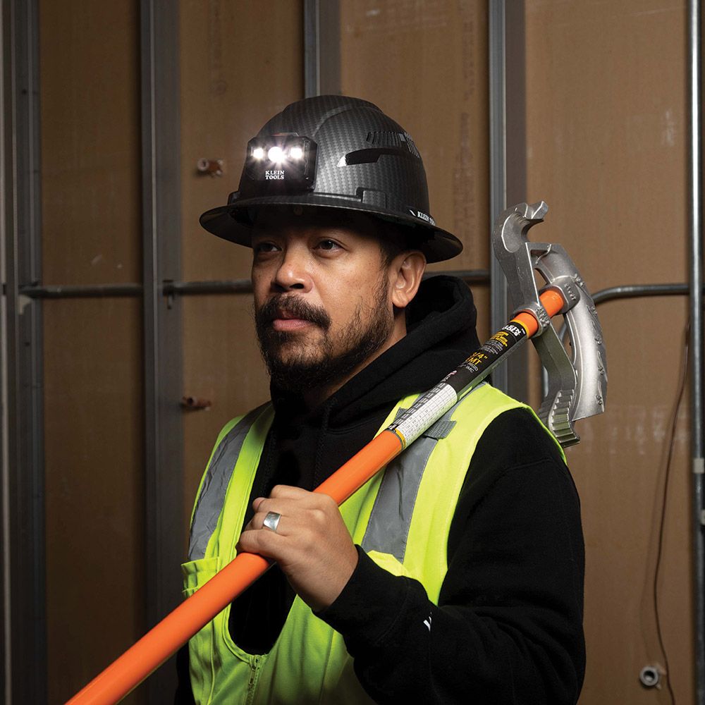 Klein Tools 60346 Hard Hat, Premium KARBN™, Non-Vented Full Brim, Class E with Headlamp