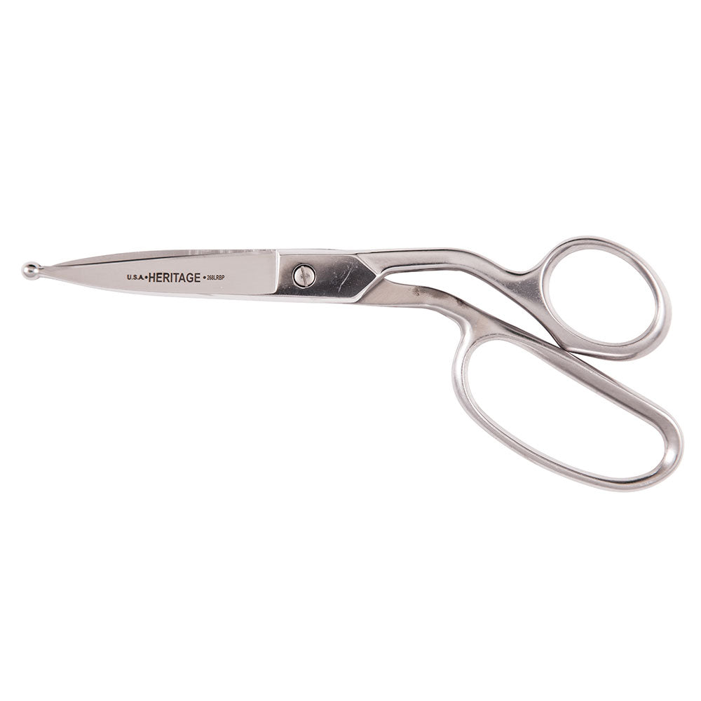 Heritage Cutlery 268LRBP 8'' Bent Stainless Trimmer w/ Large Ring / Ball Tip/Handle Down