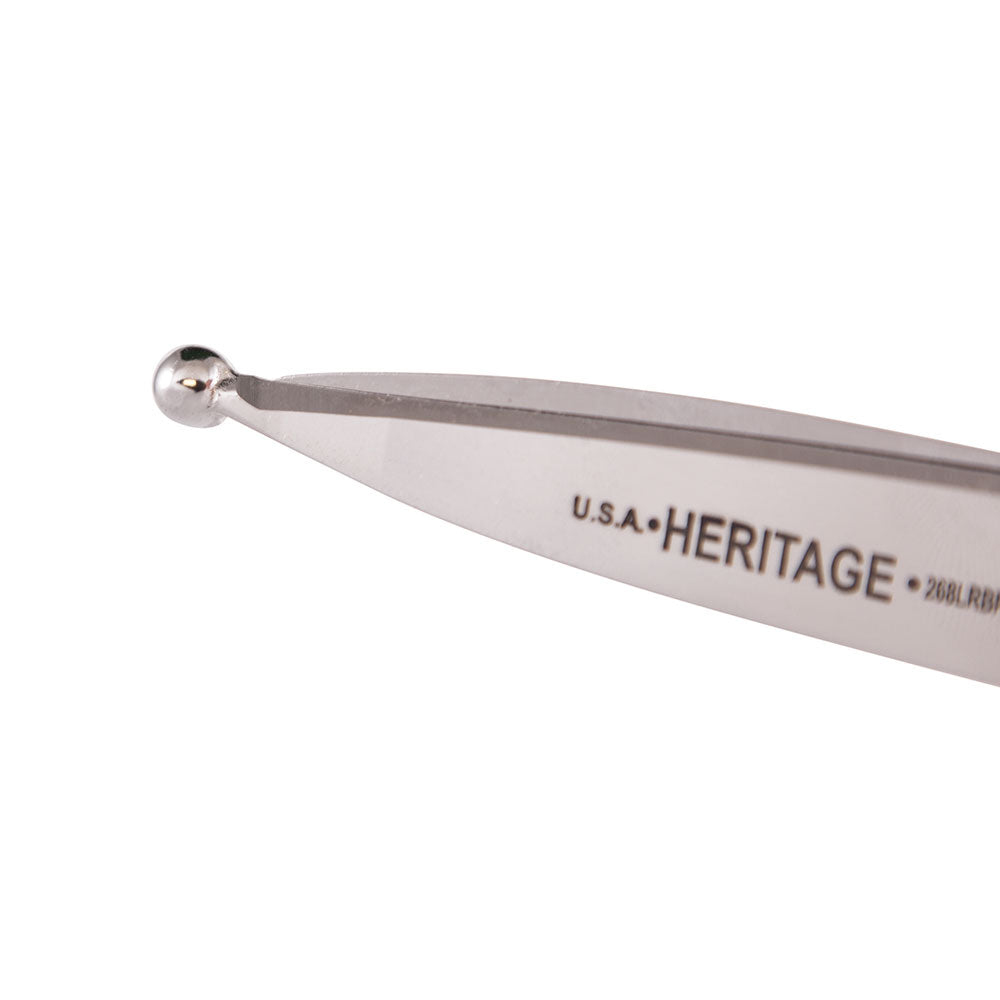 Heritage Cutlery 268LRBP 8'' Bent Stainless Trimmer w/ Large Ring / Ball Tip/Handle Down